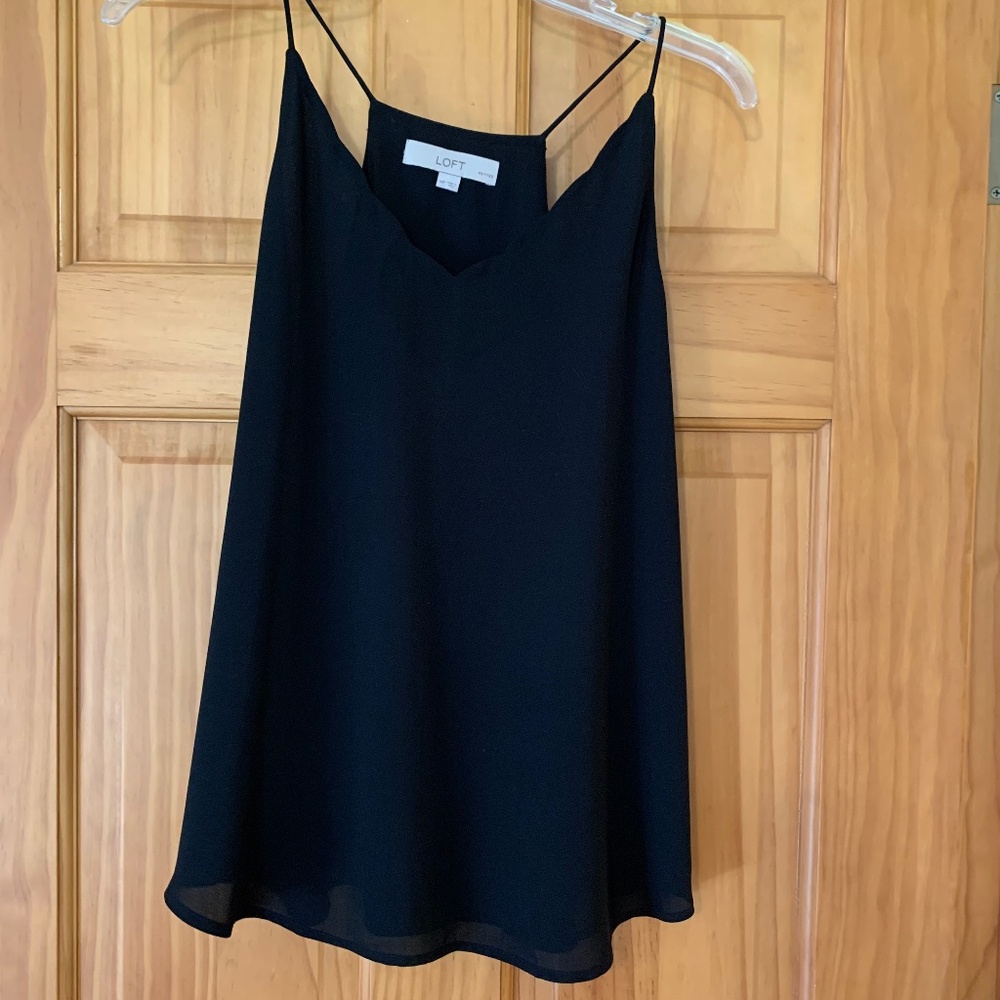 Loft scalloped detail black cami